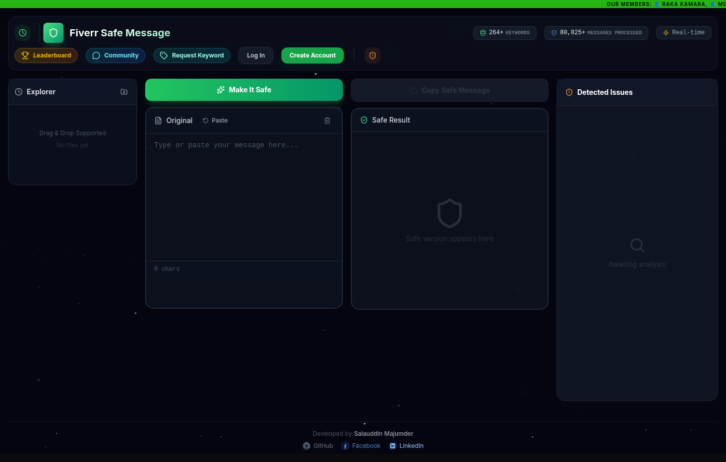 Fiverr Safe Message full-page preview